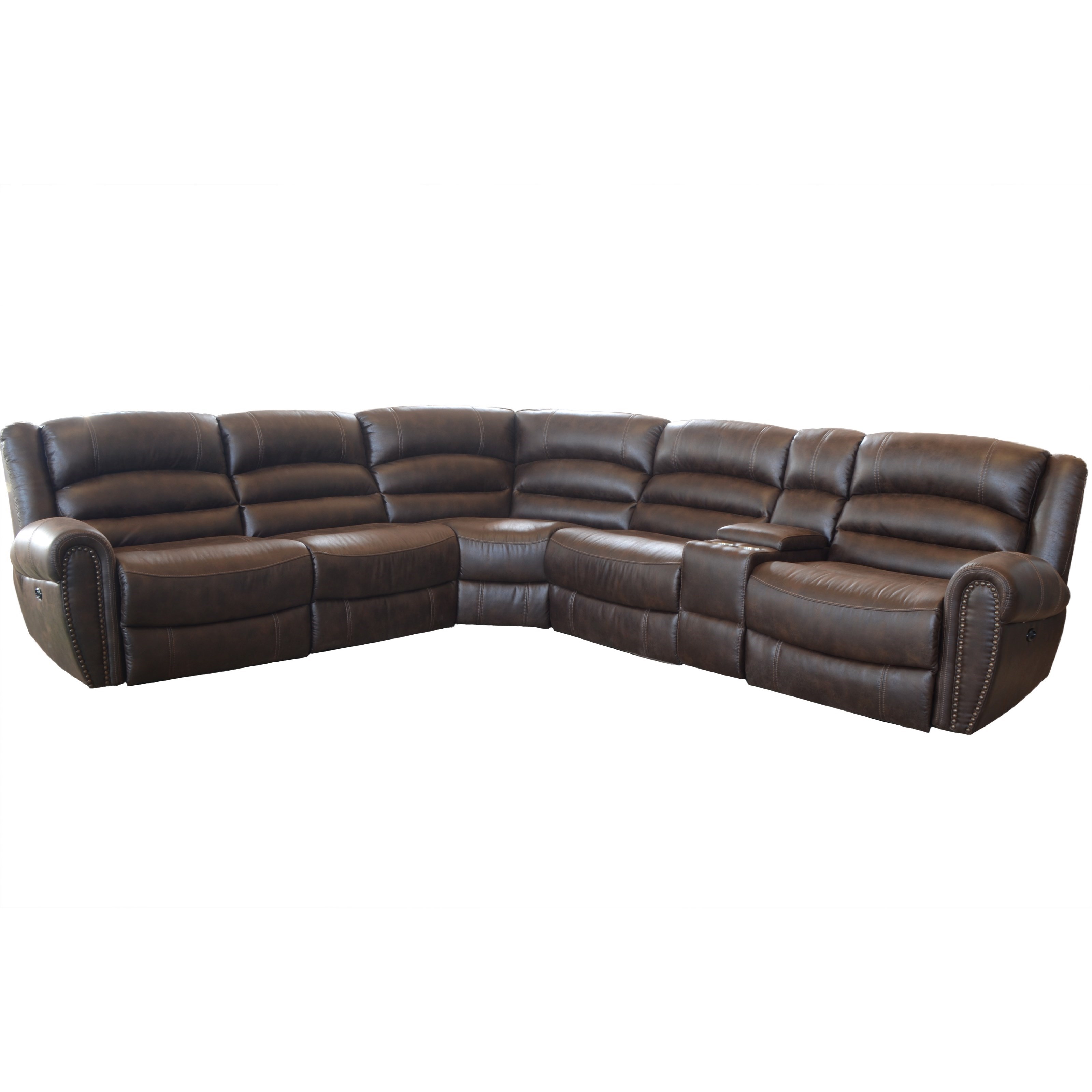 3021 6Piece Power Reclining Sectional Sofa with Nailhead Trim